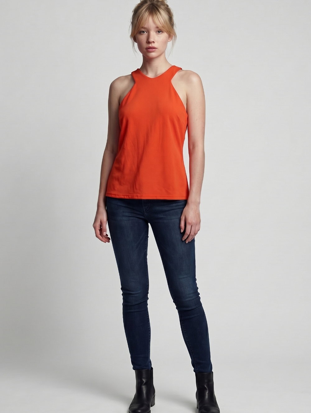 ∆ Ralph Lauren Abstract Sleeveless Sierra Orange Top/ Blouse- Size: M- Vintage